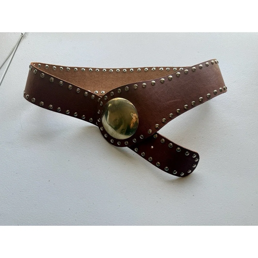 We The Free Sola Stud Belt Cognac Brown Leather Hip Belt S/M NWOT Boho Festival - Picture 5 of 11